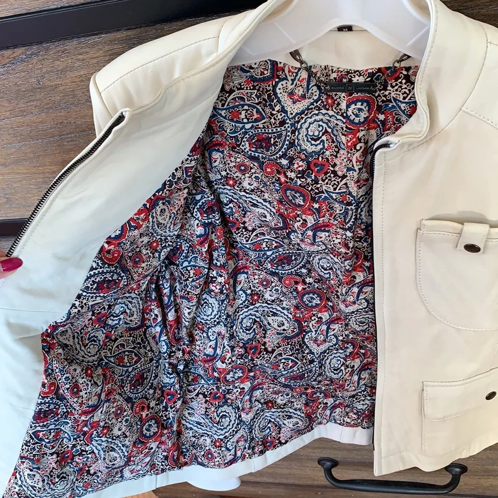 Wilson’s Leather cream motorcycle jacket. - Picture 6 of 7